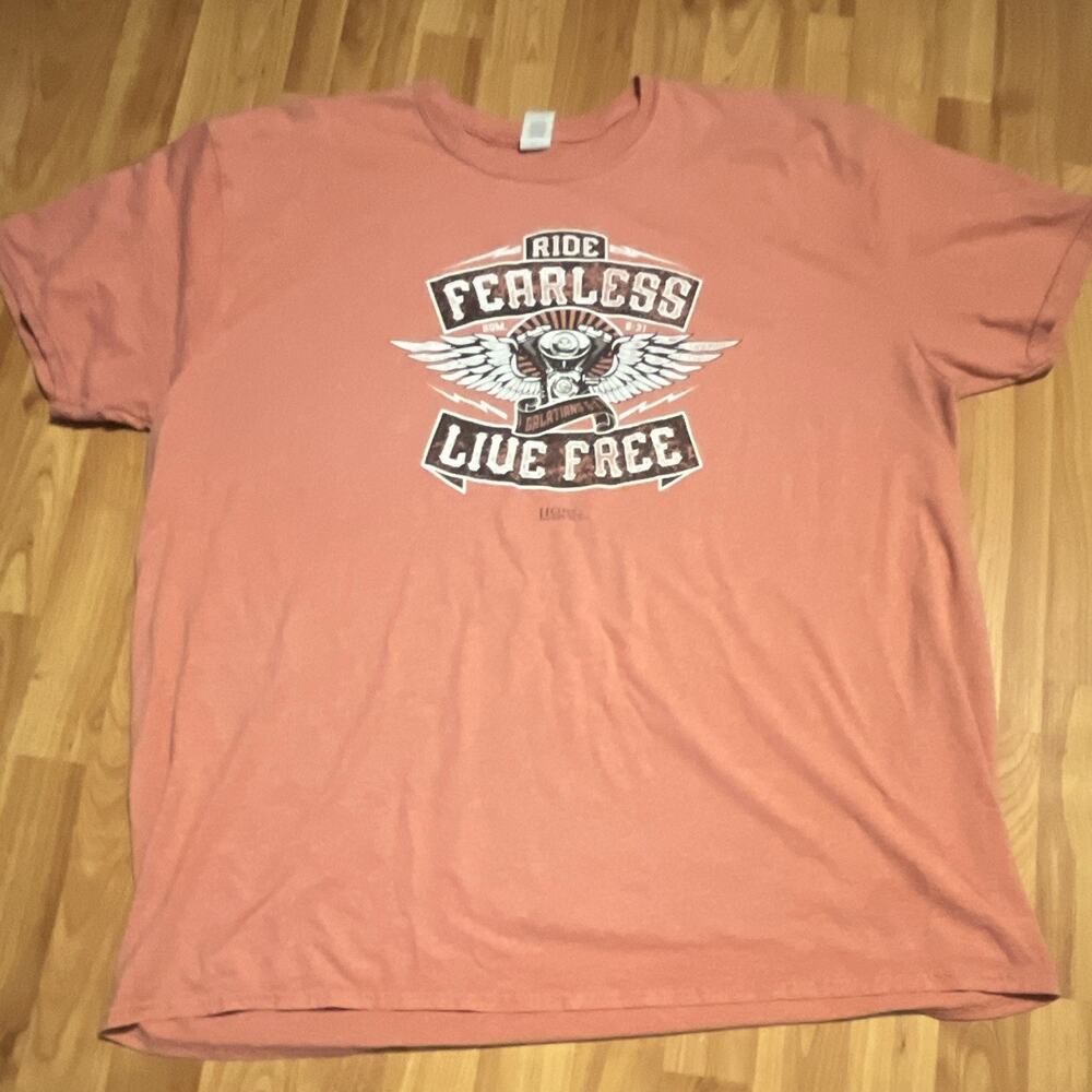 Gildan Men's 3XL Orange Ride Fearless Live Free Graphic Crew Neck T-Shirt